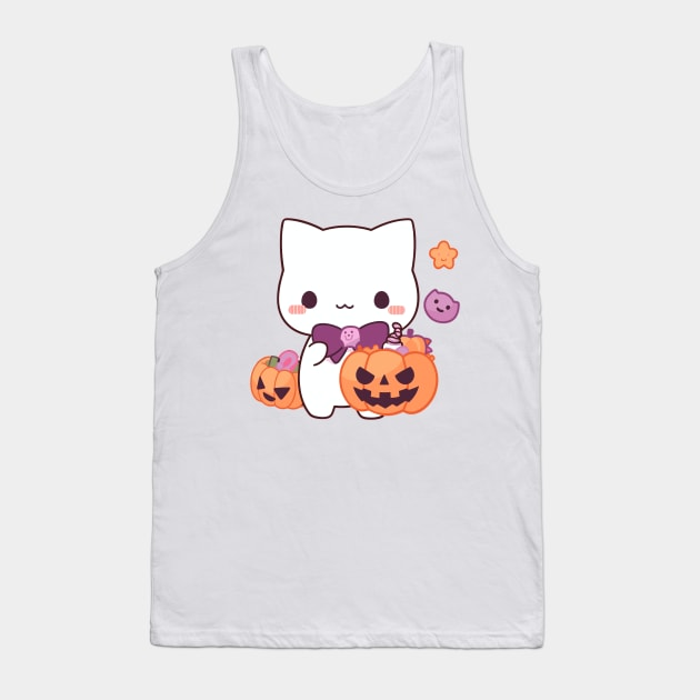 Kawaii Halloween Kitty Tank Top by Retroprints